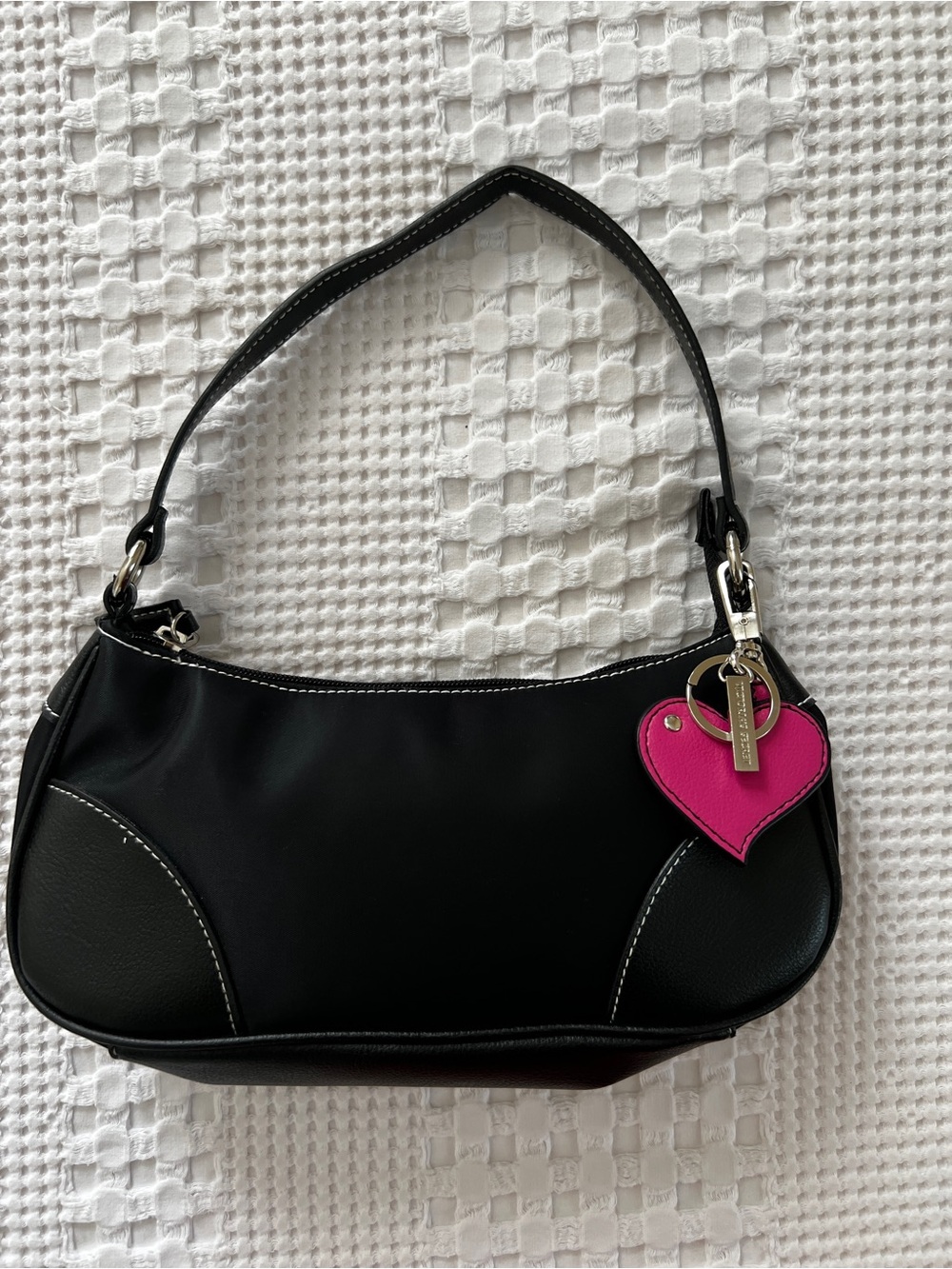Victoria's Secret Black Shoulder Bag with Pink Heart Charm